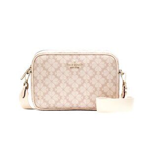 New Kate Spade Signature Spade Flower Mini Camera Bag Dark Beige Multi